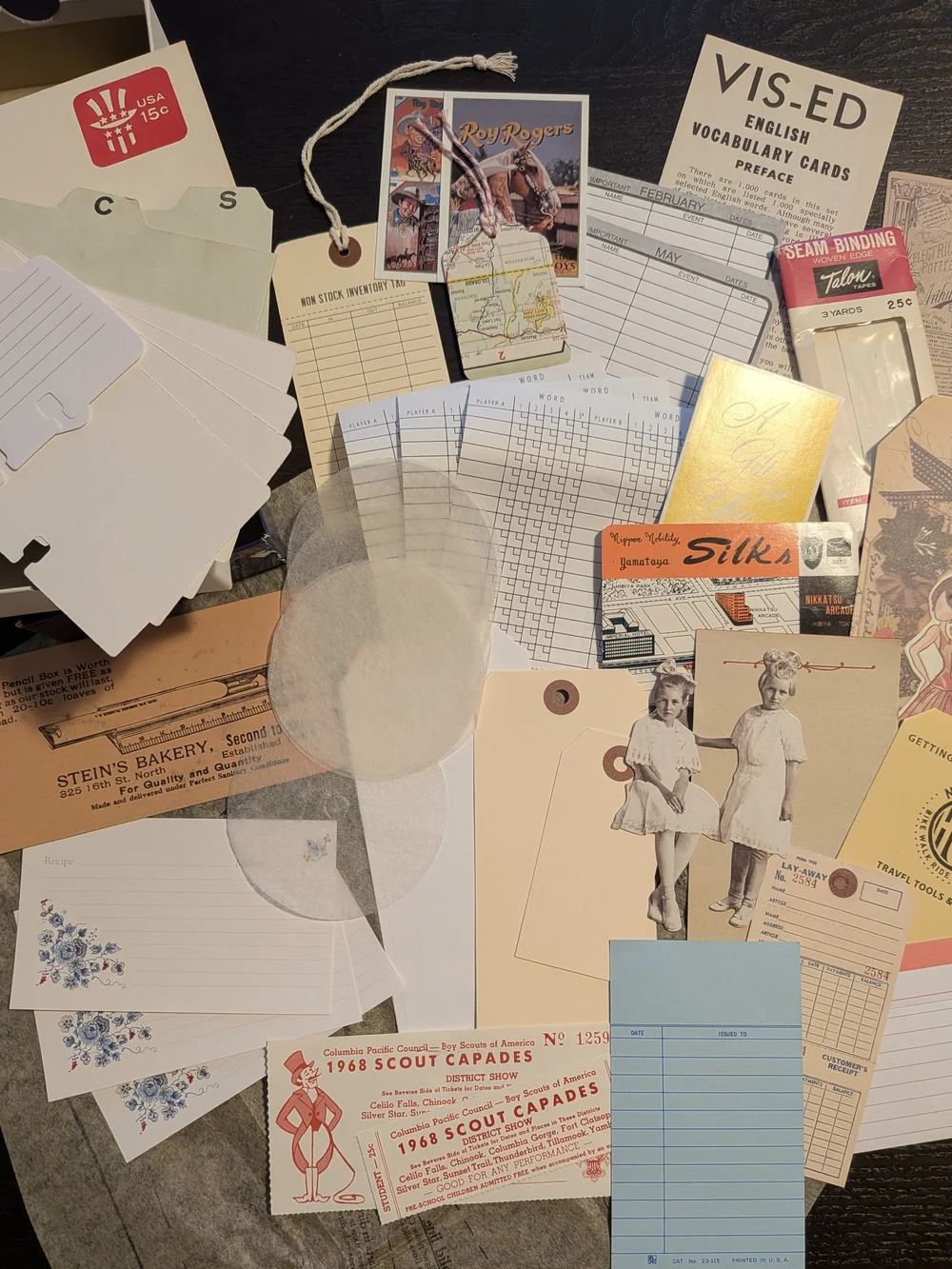 Set of 4 Junk Journal, Collage, Crafting Ephemera Bundles -- Set 1